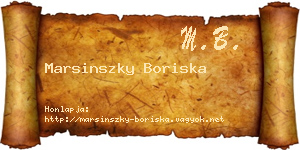 Marsinszky Boriska névjegykártya